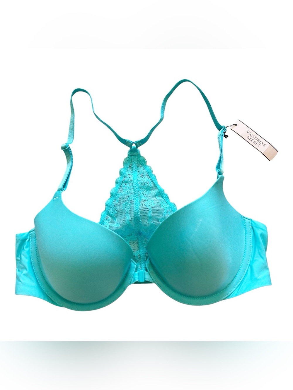 Victoria's Secret Demi Underwire Bra Front Closure Lace Racerback Teal 36B NWT